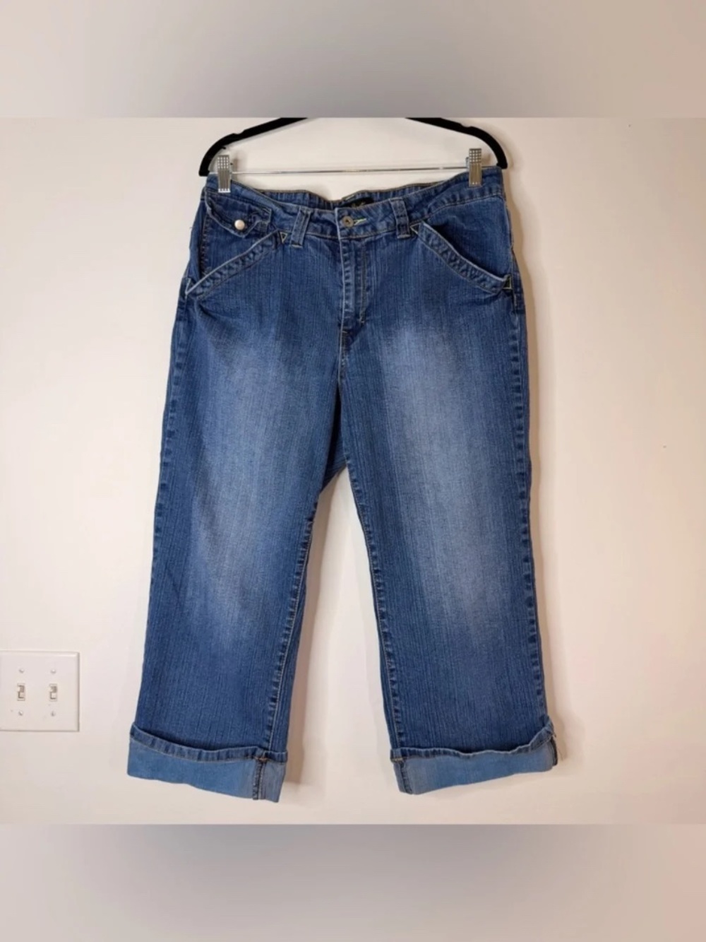 Ashley Stewart | Cuffed Blue Denim Capri Jean Pant 16